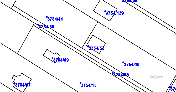 Parcela st. 3754/53 v KÚ Roudnice nad Labem, Katastrální mapa