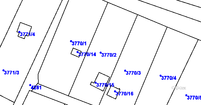 Parcela st. 3770/2 v KÚ Roudnice nad Labem, Katastrální mapa