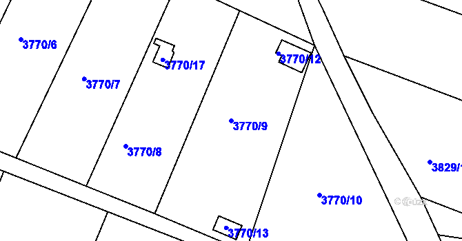 Parcela st. 3770/9 v KÚ Roudnice nad Labem, Katastrální mapa