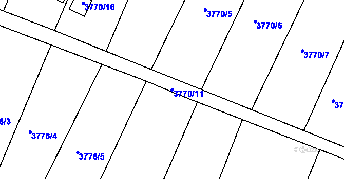 Parcela st. 3770/11 v KÚ Roudnice nad Labem, Katastrální mapa
