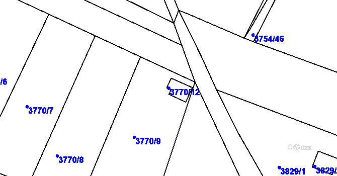 Parcela st. 3770/12 v KÚ Roudnice nad Labem, Katastrální mapa