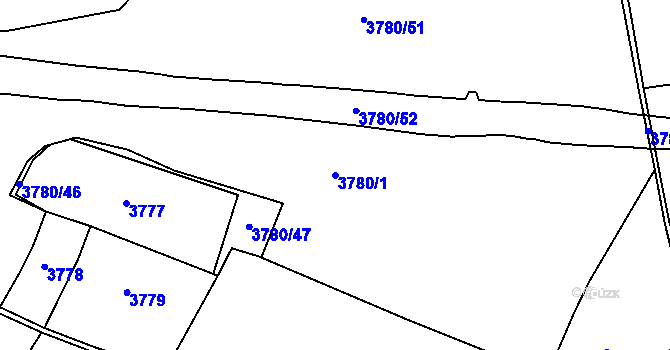 Parcela st. 3780/1 v KÚ Roudnice nad Labem, Katastrální mapa