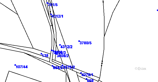 Parcela st. 3780/5 v KÚ Roudnice nad Labem, Katastrální mapa