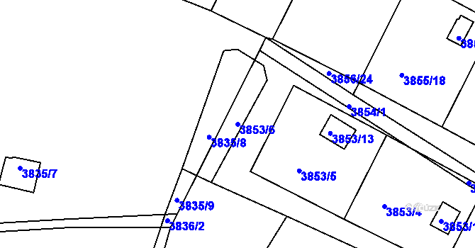 Parcela st. 3853/6 v KÚ Roudnice nad Labem, Katastrální mapa