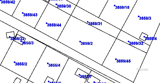 Parcela st. 3859/2 v KÚ Roudnice nad Labem, Katastrální mapa