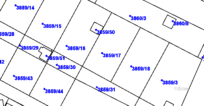 Parcela st. 3859/17 v KÚ Roudnice nad Labem, Katastrální mapa