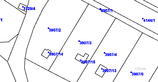 Parcela st. 3907/3 v KÚ Roudnice nad Labem, Katastrální mapa