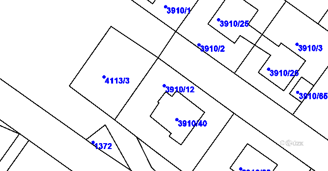 Parcela st. 3910/12 v KÚ Roudnice nad Labem, Katastrální mapa