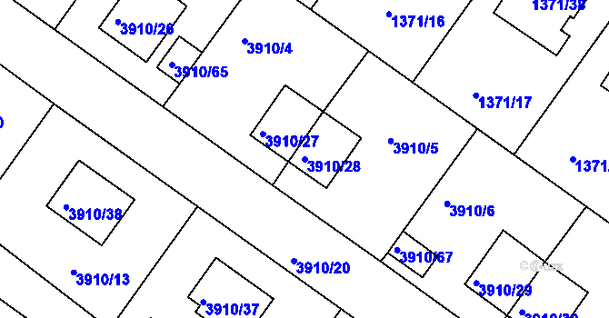 Parcela st. 3910/28 v KÚ Roudnice nad Labem, Katastrální mapa