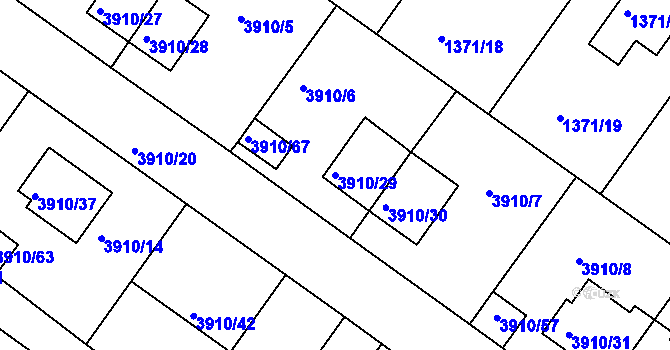 Parcela st. 3910/29 v KÚ Roudnice nad Labem, Katastrální mapa