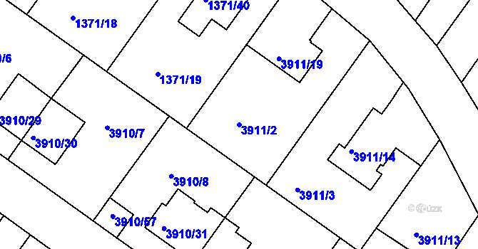 Parcela st. 3911/2 v KÚ Roudnice nad Labem, Katastrální mapa