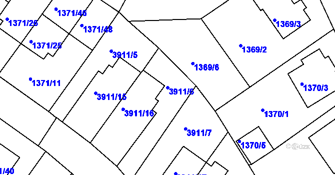 Parcela st. 3911/6 v KÚ Roudnice nad Labem, Katastrální mapa