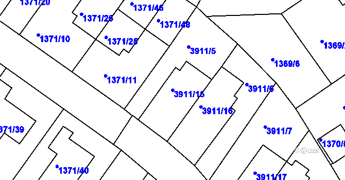 Parcela st. 3911/15 v KÚ Roudnice nad Labem, Katastrální mapa
