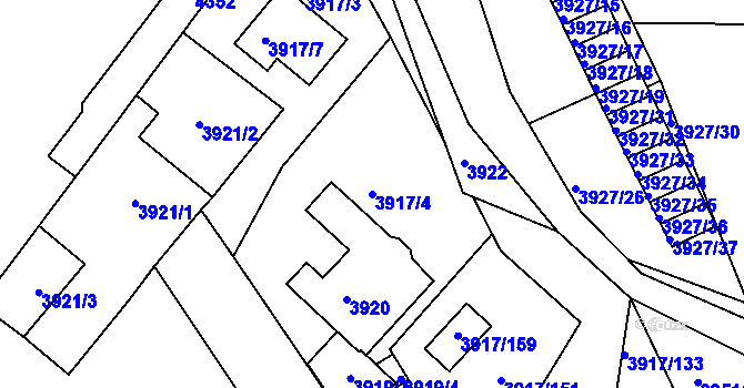 Parcela st. 3917/4 v KÚ Roudnice nad Labem, Katastrální mapa