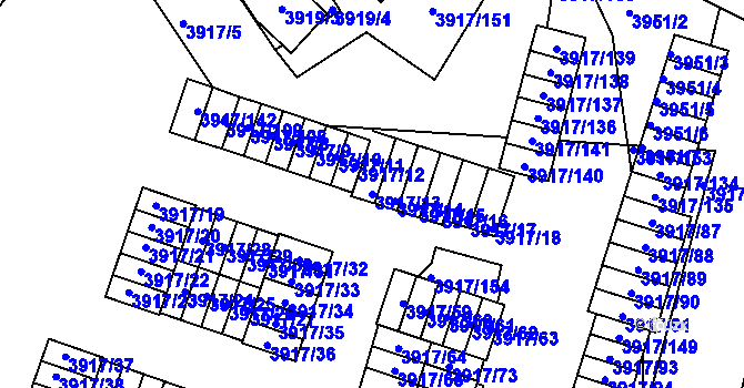 Parcela st. 3917/13 v KÚ Roudnice nad Labem, Katastrální mapa