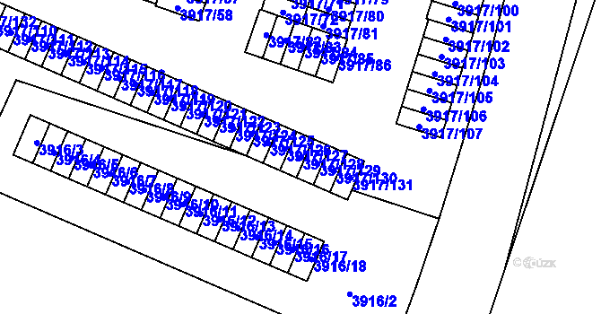 Parcela st. 3917/128 v KÚ Roudnice nad Labem, Katastrální mapa