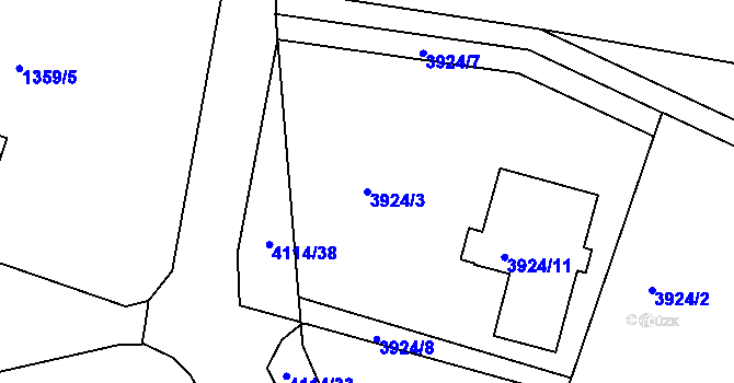 Parcela st. 3924/3 v KÚ Roudnice nad Labem, Katastrální mapa