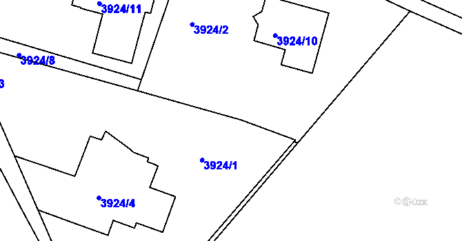 Parcela st. 3924/6 v KÚ Roudnice nad Labem, Katastrální mapa
