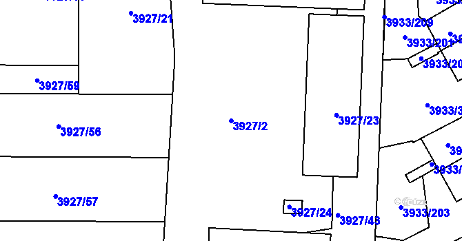 Parcela st. 3927/2 v KÚ Roudnice nad Labem, Katastrální mapa