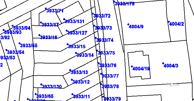 Parcela st. 3933/75 v KÚ Roudnice nad Labem, Katastrální mapa