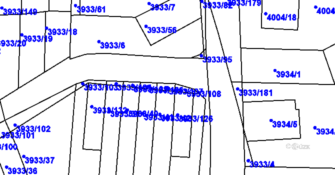 Parcela st. 3933/107 v KÚ Roudnice nad Labem, Katastrální mapa