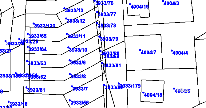 Parcela st. 3934/4 v KÚ Roudnice nad Labem, Katastrální mapa