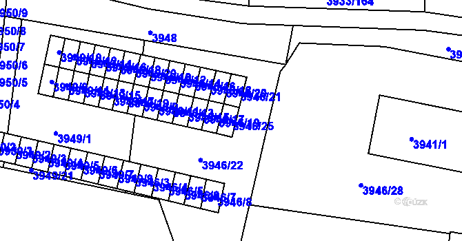 Parcela st. 3946/25 v KÚ Roudnice nad Labem, Katastrální mapa