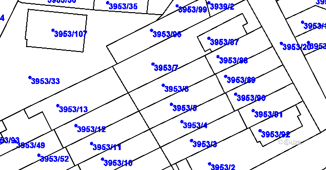 Parcela st. 3953/6 v KÚ Roudnice nad Labem, Katastrální mapa