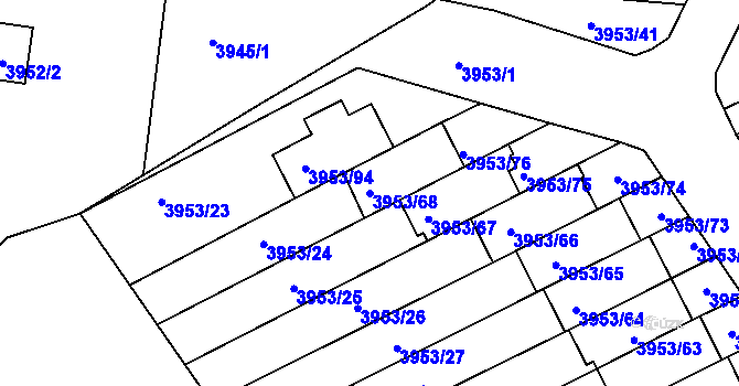 Parcela st. 3953/68 v KÚ Roudnice nad Labem, Katastrální mapa