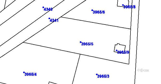 Parcela st. 3965/5 v KÚ Roudnice nad Labem, Katastrální mapa