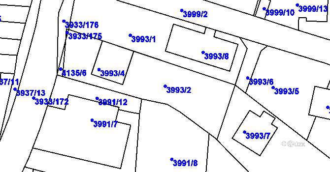 Parcela st. 3993/2 v KÚ Roudnice nad Labem, Katastrální mapa