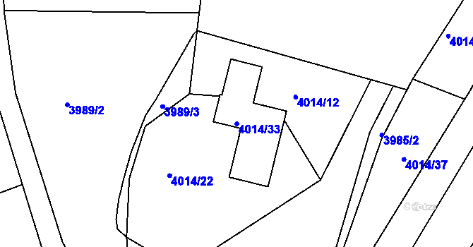 Parcela st. 4014/33 v KÚ Roudnice nad Labem, Katastrální mapa
