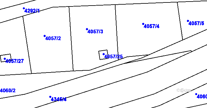 Parcela st. 4057/25 v KÚ Roudnice nad Labem, Katastrální mapa