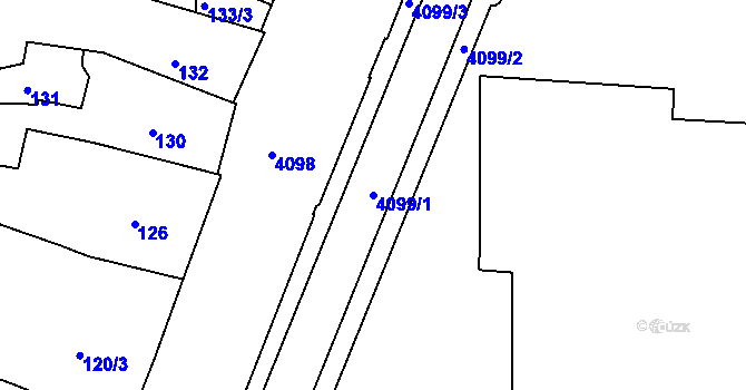 Parcela st. 4099/1 v KÚ Roudnice nad Labem, Katastrální mapa