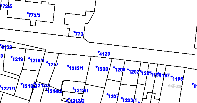 Parcela st. 4120 v KÚ Roudnice nad Labem, Katastrální mapa