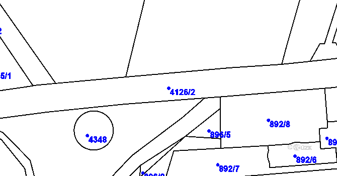 Parcela st. 4126/2 v KÚ Roudnice nad Labem, Katastrální mapa