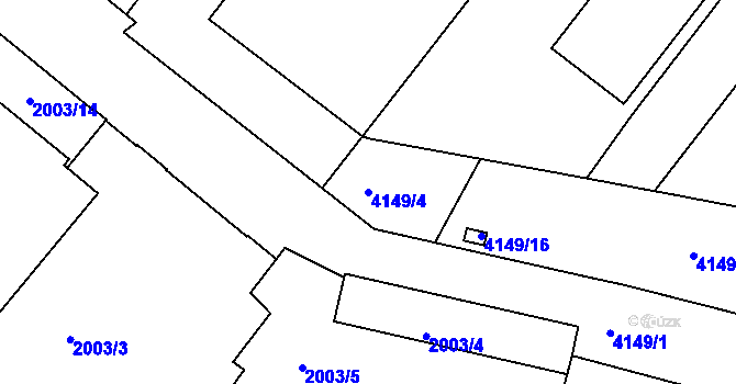 Parcela st. 4149/4 v KÚ Roudnice nad Labem, Katastrální mapa