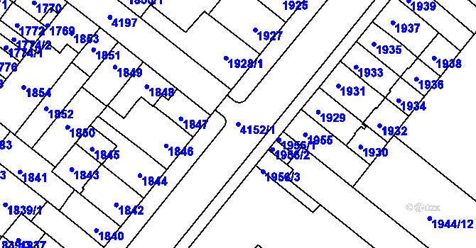 Parcela st. 4152/1 v KÚ Roudnice nad Labem, Katastrální mapa