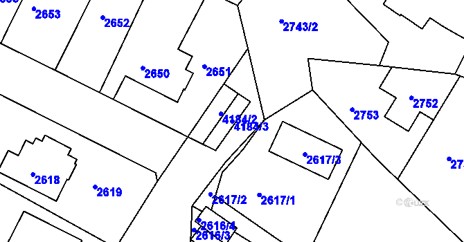 Parcela st. 4184/3 v KÚ Roudnice nad Labem, Katastrální mapa