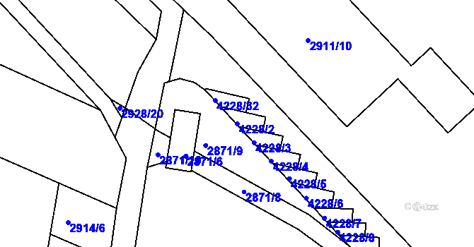 Parcela st. 4228/2 v KÚ Roudnice nad Labem, Katastrální mapa