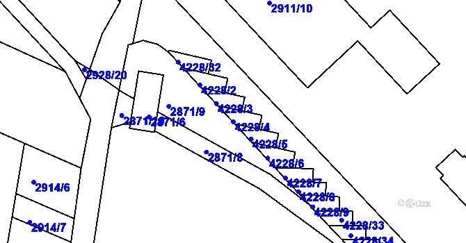 Parcela st. 4228/4 v KÚ Roudnice nad Labem, Katastrální mapa