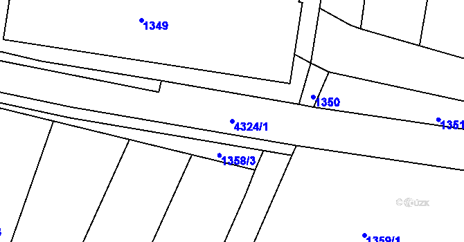 Parcela st. 4324/1 v KÚ Roudnice nad Labem, Katastrální mapa