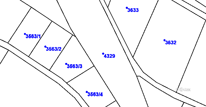 Parcela st. 4329 v KÚ Roudnice nad Labem, Katastrální mapa