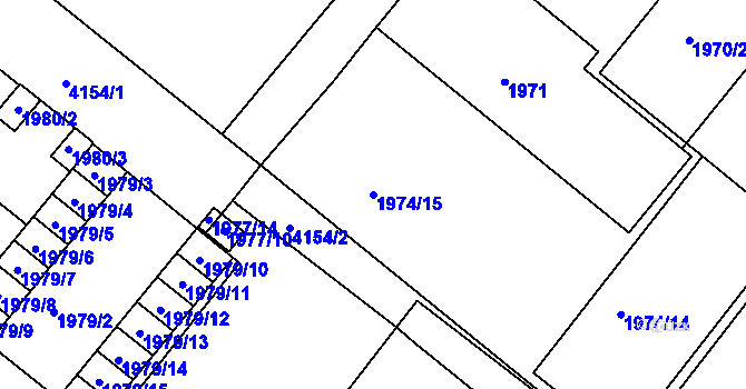 Parcela st. 1974/15 v KÚ Roudnice nad Labem, Katastrální mapa