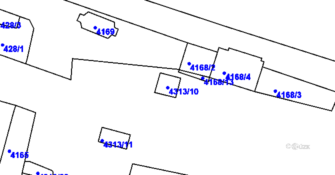Parcela st. 4313/10 v KÚ Roudnice nad Labem, Katastrální mapa