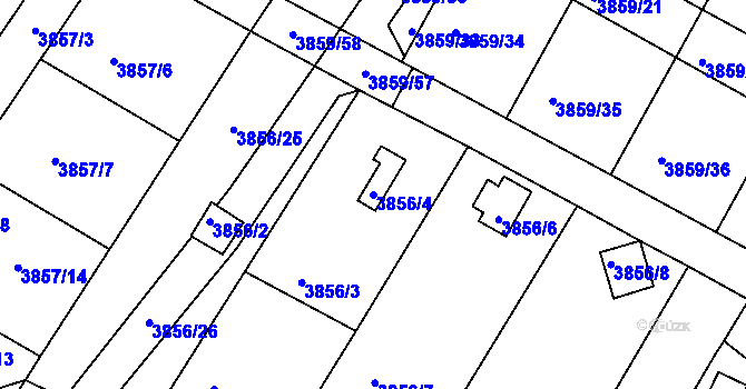 Parcela st. 3856/4 v KÚ Roudnice nad Labem, Katastrální mapa