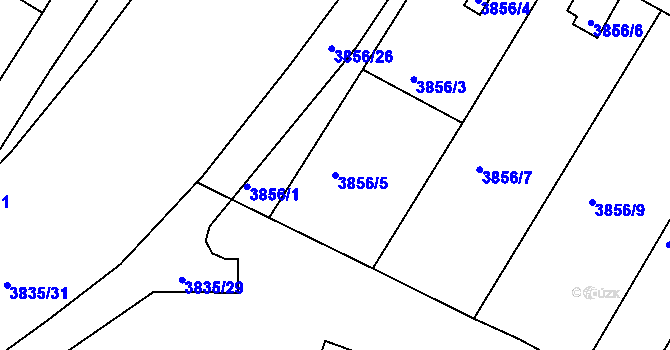 Parcela st. 3856/5 v KÚ Roudnice nad Labem, Katastrální mapa