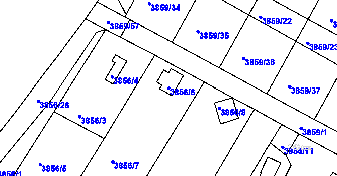 Parcela st. 3856/6 v KÚ Roudnice nad Labem, Katastrální mapa