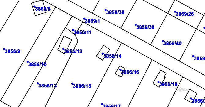 Parcela st. 3856/14 v KÚ Roudnice nad Labem, Katastrální mapa