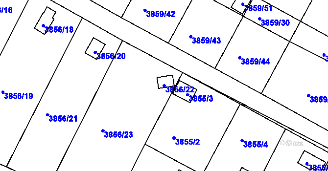 Parcela st. 3856/22 v KÚ Roudnice nad Labem, Katastrální mapa